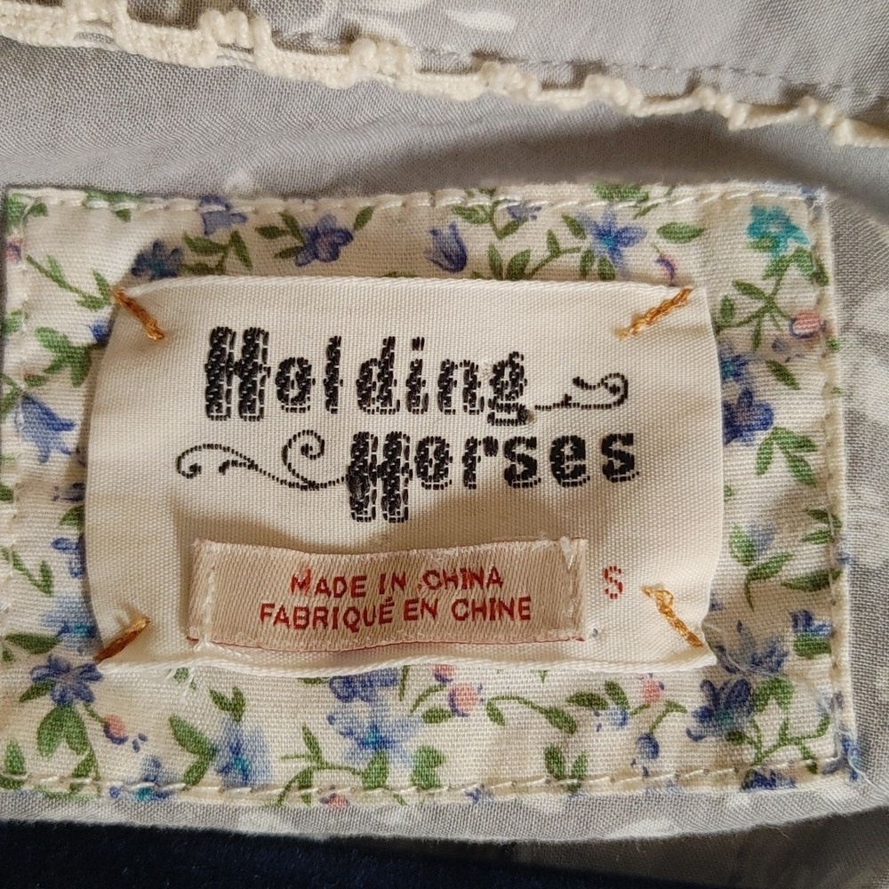 Anthropologie Holding Horses Gray & White Rayon Tunic Top w Pockets S - Picture 7 of 11